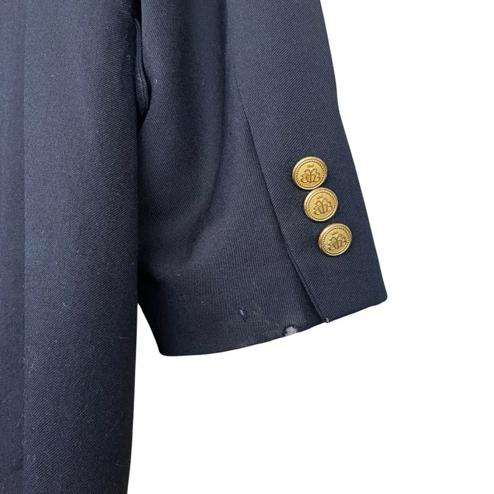 Brooks Brothers Brooksease Mens Size 42L Navy Blue Gold Buttons 100% Wool Blazer